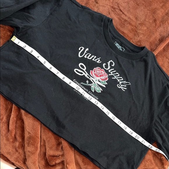 Vans Black Crop Long Sleeve with Rose Graphic - Picture 3 of 6
